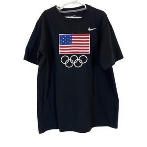Team USA Boys Nike Black Olympic Logo American Flag T-Shirt- Size Large